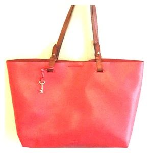 Fossil Rachel Red Leather Tote